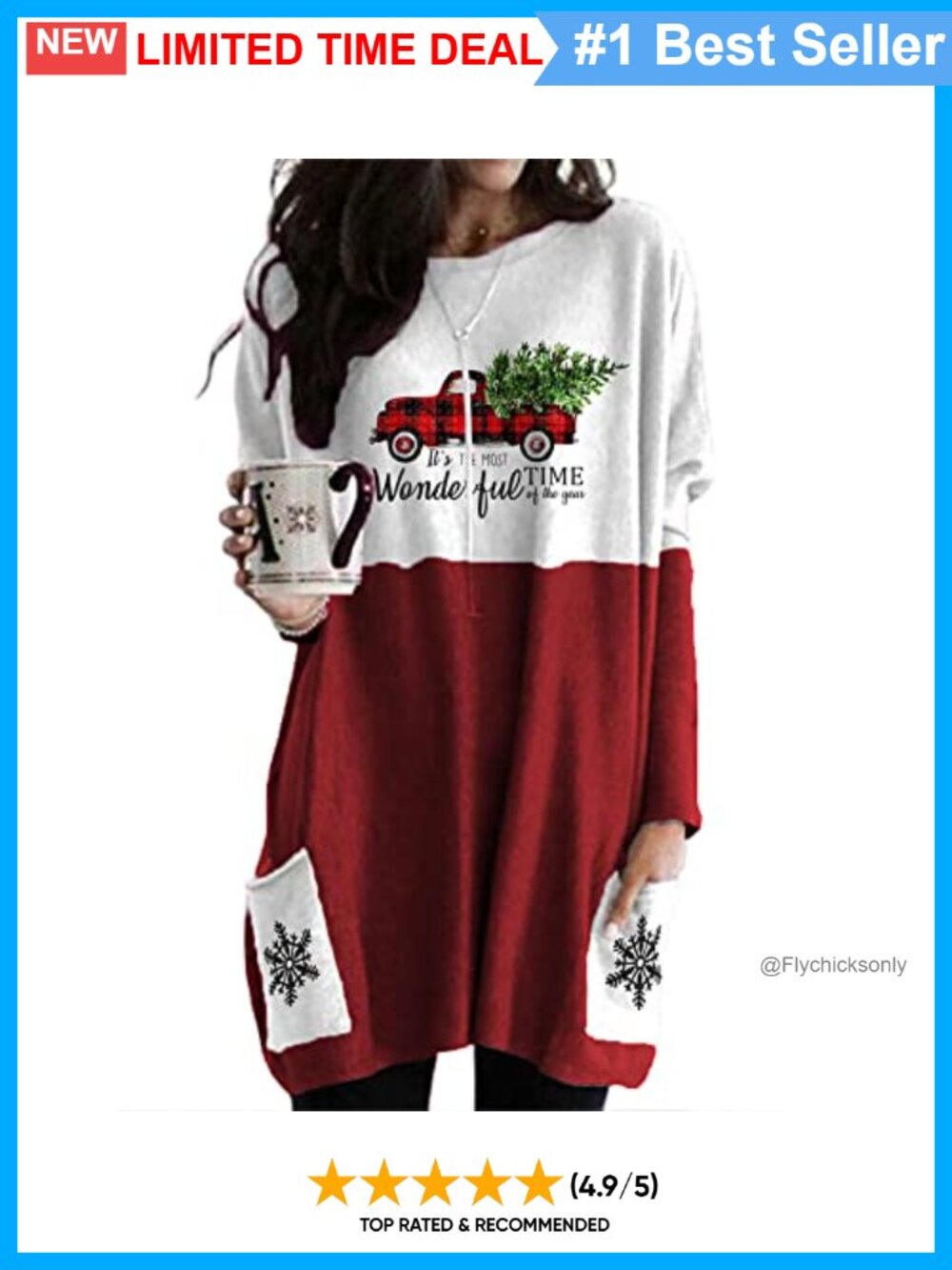 Women Christmas Sweatshirt Xmas Tree Truck Crewneck Long Sleeve Pullover Top